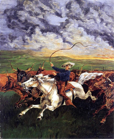  Frederic Remington Prarie Fire - Hand Painted Oil Painting