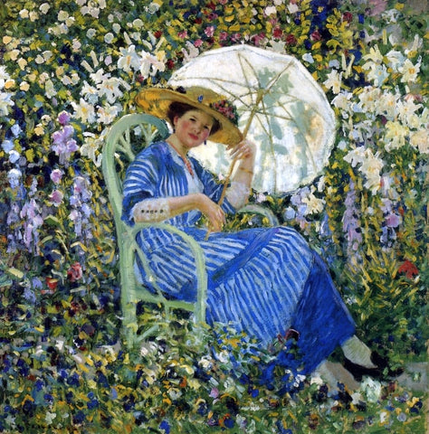  Frederick Carl Frieseke In the Garden, Giverny - Hand Painted Oil Painting