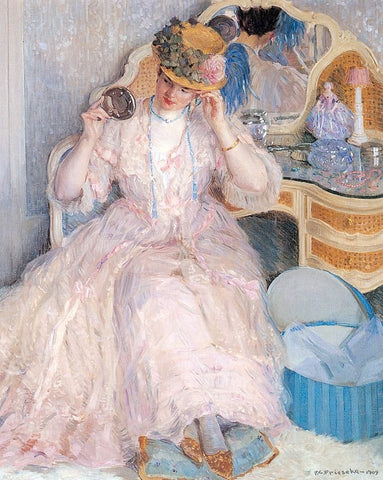  Frederick Carl Frieseke A Lady Trying on a Hat - Hand Painted Oil Painting