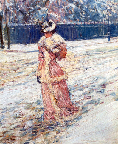  Frederick Childe Hassam Lady in Pink - Hand Painted Oil Painting