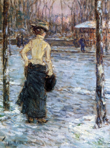  Frederick Childe Hassam Winter, Central Park - Hand Painted Oil Painting
