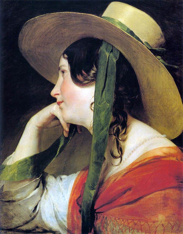  Friedrich Von Amerling Girl in Yellow Hat - Hand Painted Oil Painting