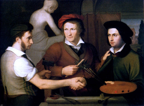  Friedrich Wilhelm Von Schadow Self-Portrait With Brother Rudolph And Bertel Thorvaldsen - Hand Painted Oil Painting