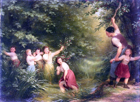  Fritz Zuber-Buhler The Cherry Thieves - Hand Painted Oil Painting