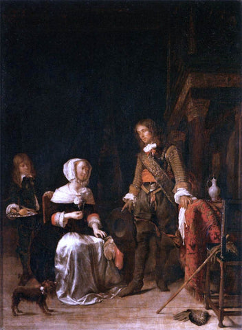  Gabriel Metsu Soldier Paying a Visit to a Young Lady - Hand Painted Oil Painting