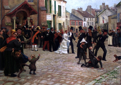  Gabriel-Charles Deneux The Wedding Procession, Epinnay-sur-Seine - Hand Painted Oil Painting