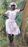  Gari Melchers Sketch of Young Black Woman in White Dress and Hat - Hand Painted Oil Painting