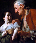  Gaspare Traversi Old Man and a Child - Hand Painted Oil Painting
