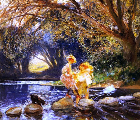  Gaston La Touche A Difficult Crossing - Hand Painted Oil Painting