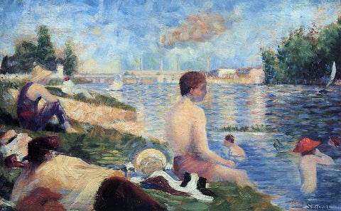  Georges Seurat Final Study for 'Bathing at Asnieres - Hand Painted Oil Painting