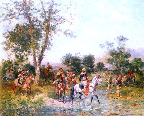  Georges Washington Cavaliers Arabes A L'Abreuvoir - Hand Painted Oil Painting