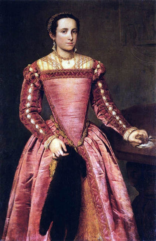  Giovanni Battista Moroni Woman in a Red Dress - Hand Painted Oil Painting