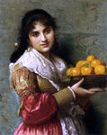  Giovanni Costa A Young Italian Beauty with a Plate of Oranges - Hand Painted Oil Painting