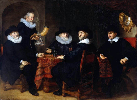  Govert Teunisz Flinck Four Governors of the Arquebusiers Civic Guard, Amsterdam - Hand Painted Oil Painting
