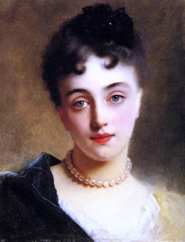  Gustave Jean Jacquet An Elegant Lady with Pearls - Hand Painted Oil Painting