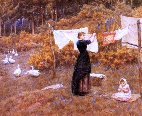 Helen Allingham The Clothes Line - Hand Painted Oil Painting