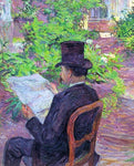  Henri De Toulouse-Lautrec Desire Dehau Reading a Newspaper in the Garden - Hand Painted Oil Painting