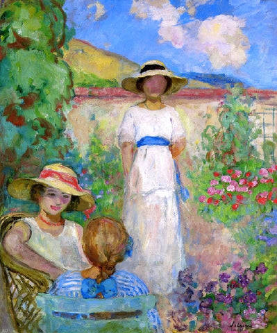  Henri Lebasque Les Andelys, Three Girls in a Garden - Hand Painted Oil Painting