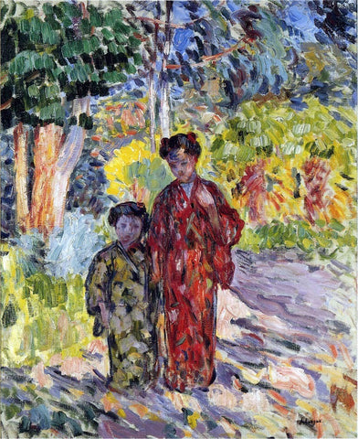  Henri Lebasque Marthe and Nono in Japanese Robes - Hand Painted Oil Painting