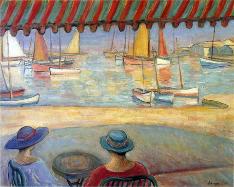  Henri Lebasque The Cafe on the terrace at St Ile de Yeu - Hand Painted Oil Painting
