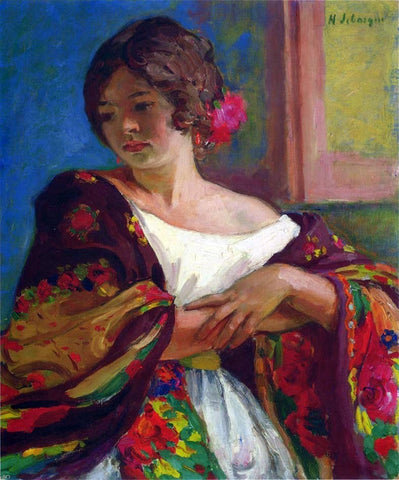  Henri Lebasque Young woman in a shawl - Hand Painted Oil Painting