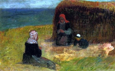  Henri Moret A Breton Women with Haystack - Hand Painted Oil Painting