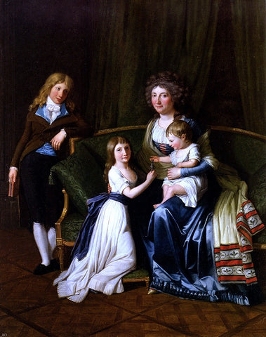  Henri Pierre Danloux Portrait Of A Family In An Interior - Hand Painted Oil Painting
