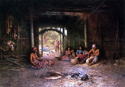  Henry Raschen Interior of a Pomo Dwelling - Hand Painted Oil Painting