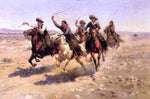  Herman W Hansen Cowboy Race - Hand Painted Oil Painting