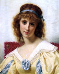  Hugues Merle Portrait of a Young Beauty - Hand Painted Oil Painting
