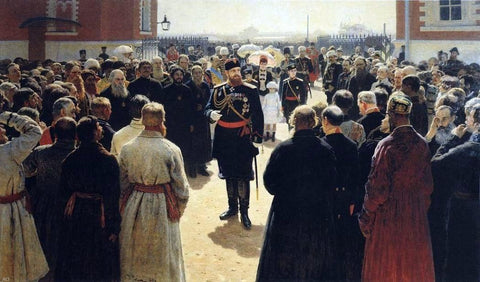  Ilia Efimovich Repin Aleksander III receiving rural district elders in the yard of Petrovsky Palace in Moscow. - Hand Painted Oil Painting