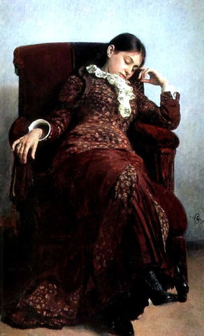  Ilia Efimovich Repin Rest. Portrait of Vera Repina, Artist's Wife - Hand Painted Oil Painting