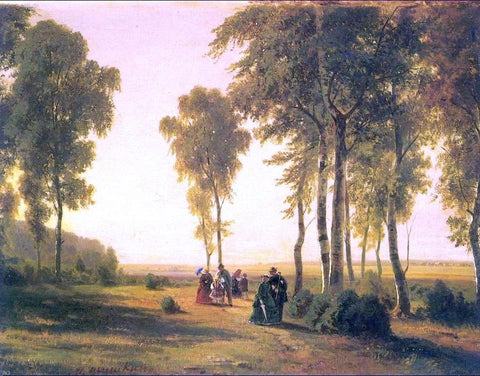  Ivan Ivanovich Shishkin Landscape with Walking - Hand Painted Oil Painting