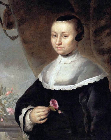  II Jacob Delff Young Woman with a Rose - Hand Painted Oil Painting