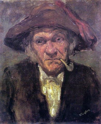  James McNeill Whistler Head of an Old Man Smoking - Hand Painted Oil Painting