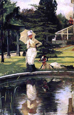  James Tissot In an English Garden - Hand Painted Oil Painting