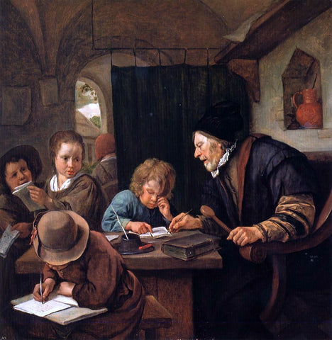  Jan Steen The Severe Teacher - Hand Painted Oil Painting