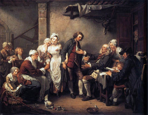  Jean Baptiste Greuze L'Accordee de Village - Hand Painted Oil Painting