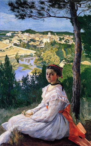  Jean Frederic Bazille View of the Village - Hand Painted Oil Painting