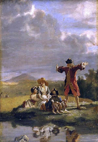  Jean Huber Voltaire Narrating a Fable - Hand Painted Oil Painting