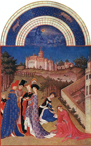  The Johan Limbourg Les tres riches heures du Duc de Berry: Avril (April) - Hand Painted Oil Painting