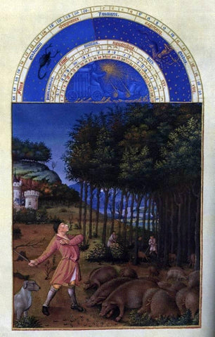  The Johan Limbourg Les tres riches heures du Duc de Berry: Novembre (November) - Hand Painted Oil Painting