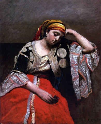  Jean-Baptiste-Camille Corot Juive d'Alger (also known as L'Italienne) - Hand Painted Oil Painting