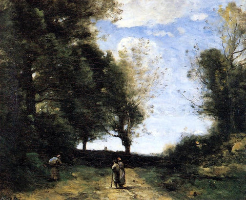  Jean-Baptiste-Camille Corot Landscape with Three Figures - Hand Painted Oil Painting