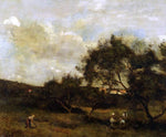  Jean-Baptiste-Camille Corot Peasants near a Village - Hand Painted Oil Painting