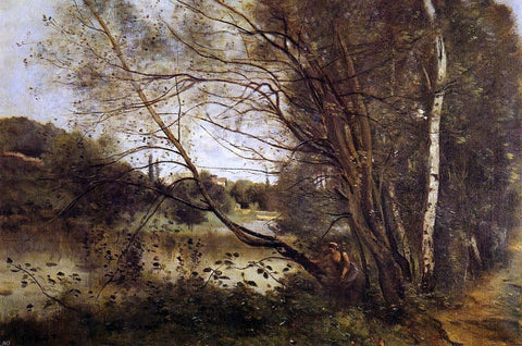  Jean-Baptiste-Camille Corot Pond at Ville d'Avray, with Leaning Trees - Hand Painted Oil Painting
