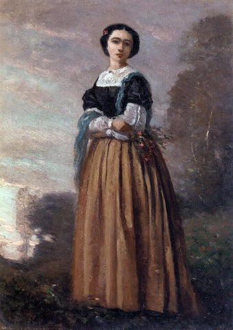  Jean-Baptiste-Camille Corot Portrait of a Standing Woman - Hand Painted Oil Painting