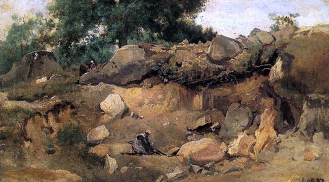  Jean-Baptiste-Camille Corot Quarry of the Chaise-Mre at Fontainebleau - Hand Painted Oil Painting