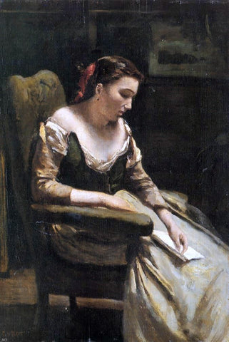  Jean-Baptiste-Camille Corot The Letter - Hand Painted Oil Painting