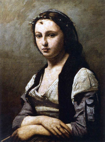  Jean-Baptiste-Camille Corot The Woman with the Pearl - Hand Painted Oil Painting